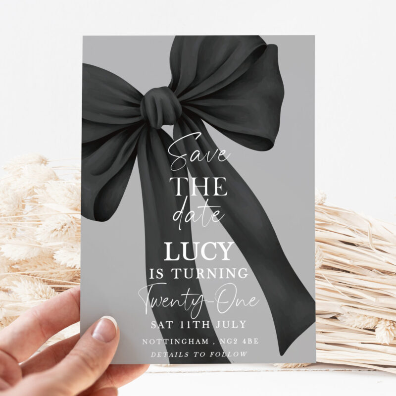 Black Bow Save the Date – 21st Birthday Invitation Bows Black Bow Save the Date – 21st Birthday Invitation Bows