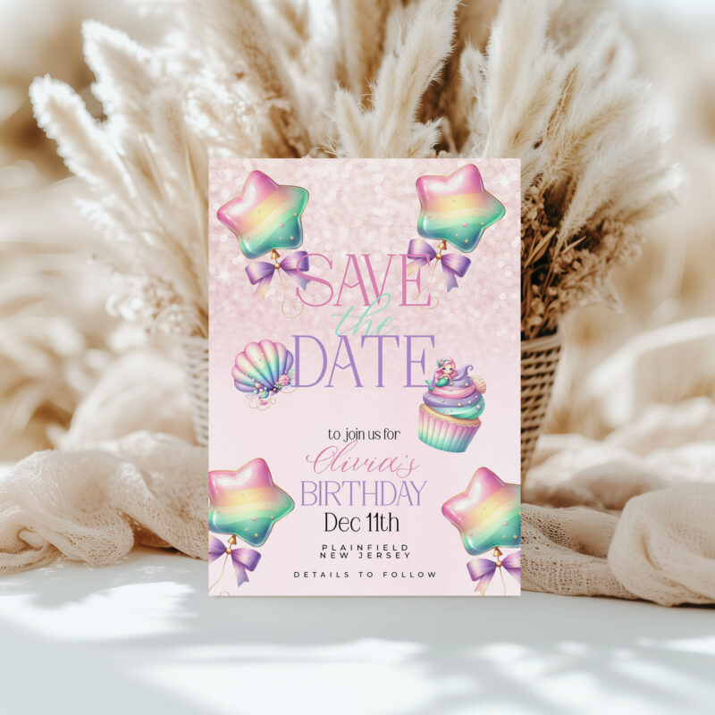 Mermaid Save the Date Card – Pastel Birthday Reminder Save The Date