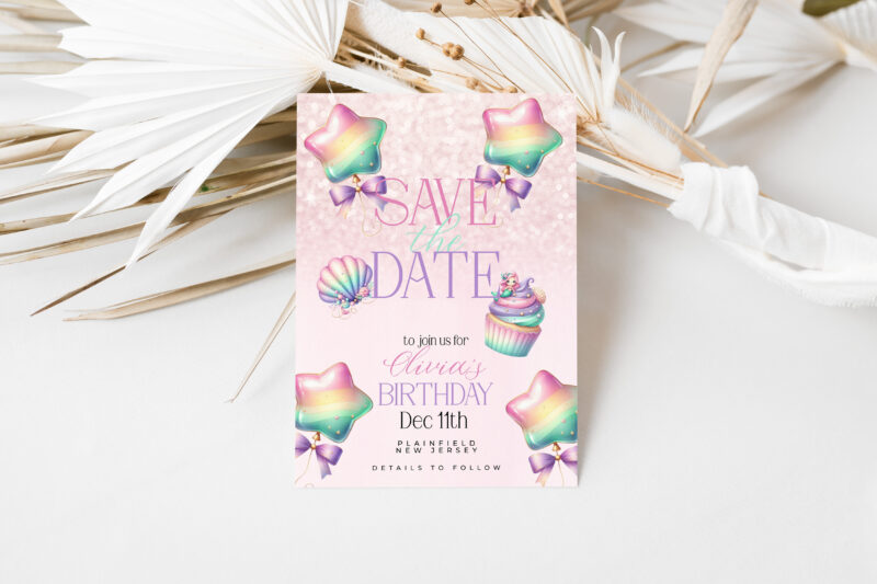 Mermaid Save the Date Card – Pastel Birthday Reminder Save The Date