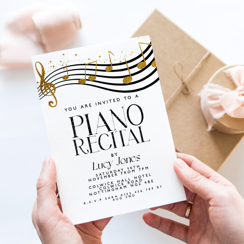 Piano Recital Invitation – Gold & Black Music Theme Other Invitations