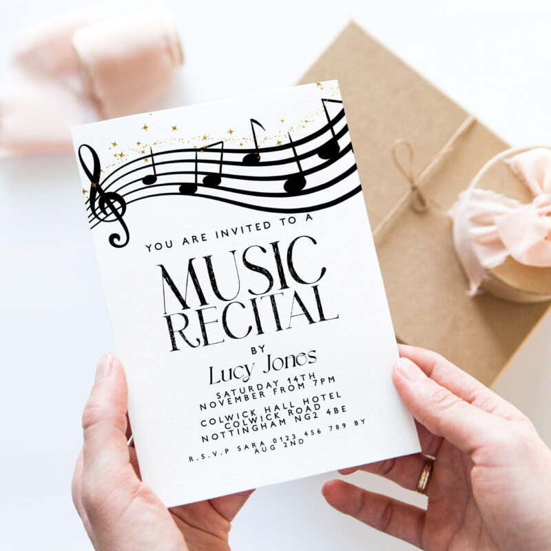 Music Recital Invitation – Black Notes Digital Template Other Invitations