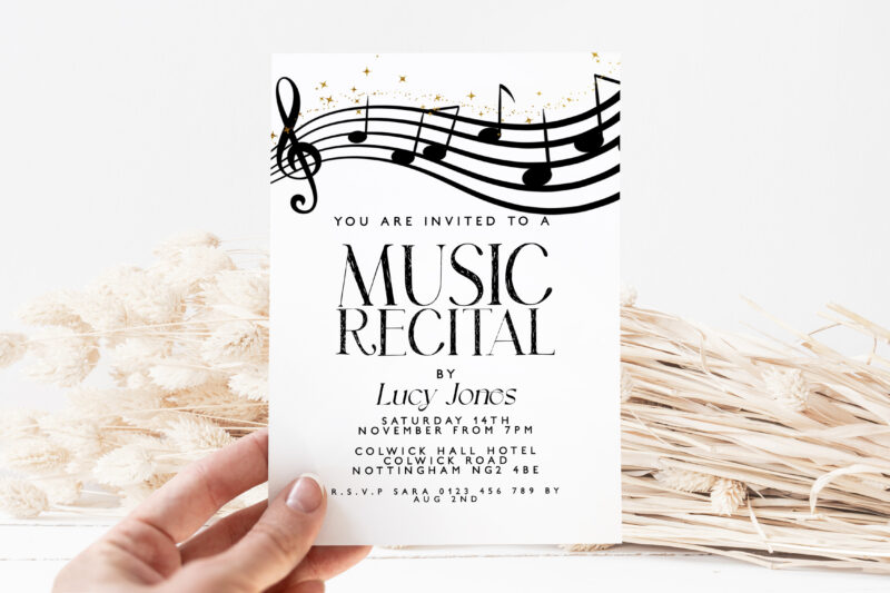 Music Recital Invitation – Black Notes Digital Template Other Invitations