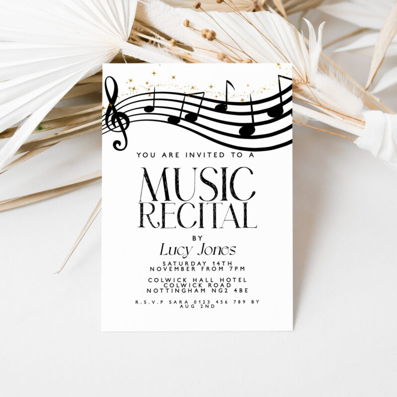 Music Recital Invitation – Black Notes Digital Template Other Invitations Music Recital Invitation – Black Notes Digital Template Other Invitations