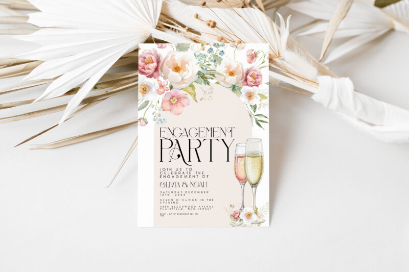 Floral Engagement Party Invitation – Editable Digital Template Engagement Invitations