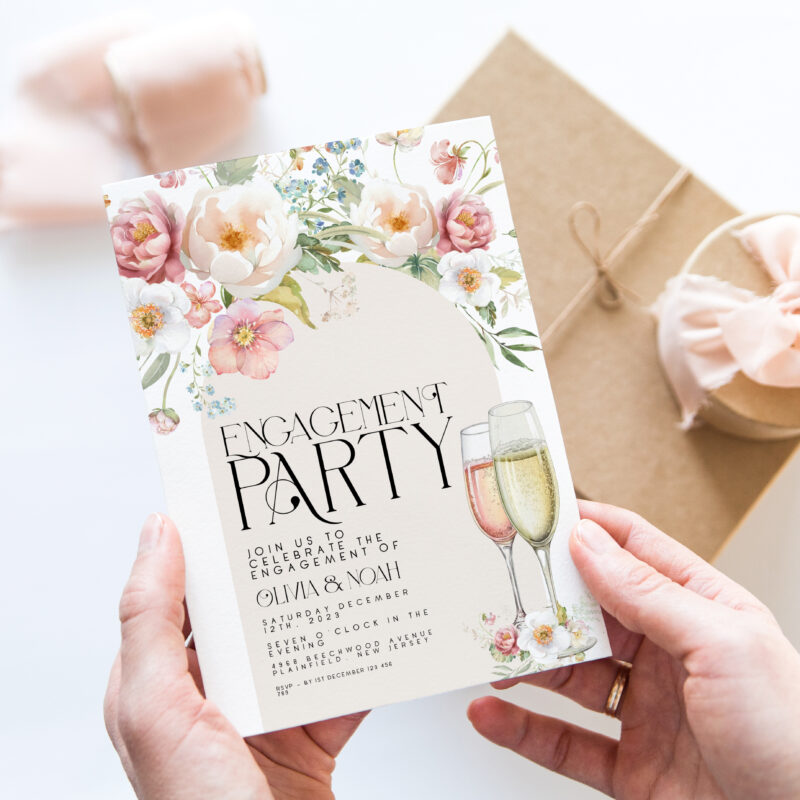 Floral Engagement Party Invitation – Editable Digital Template Engagement Invitations