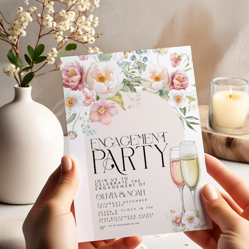 Floral Engagement Party Invitation – Editable Digital Template Engagement Invitations