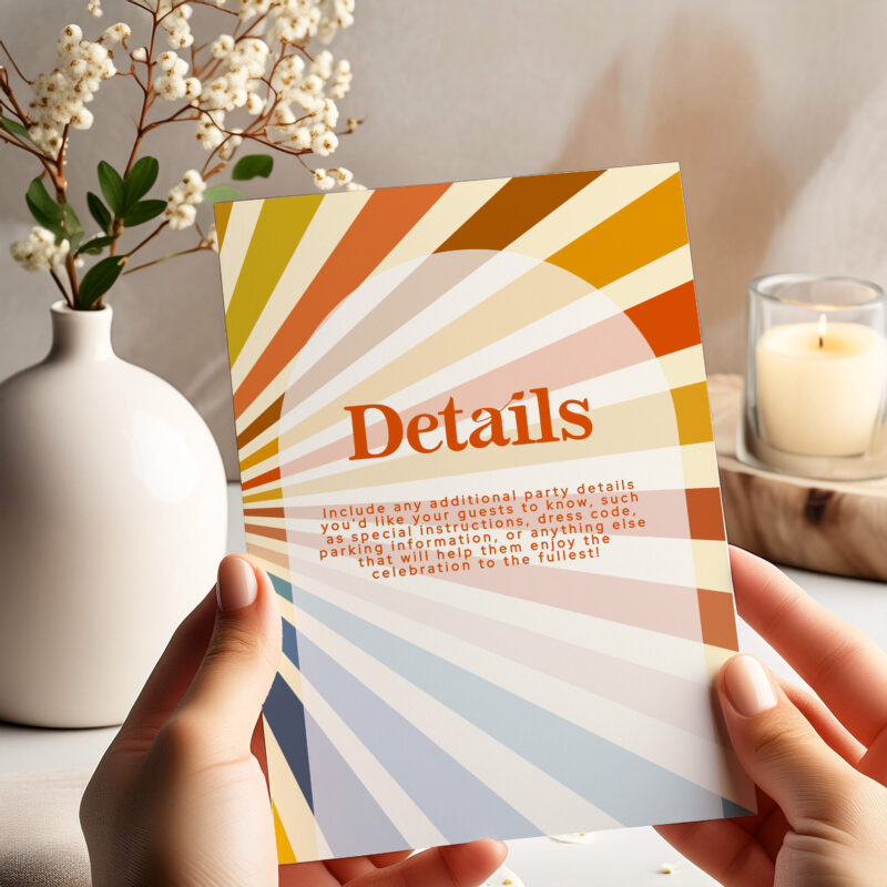 Retro Birthday Lunch Invitation + Details Card Birthday Invitations