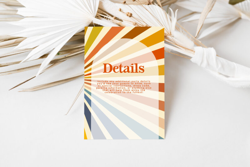 Retro Birthday Lunch Invitation + Details Card Birthday Invitations