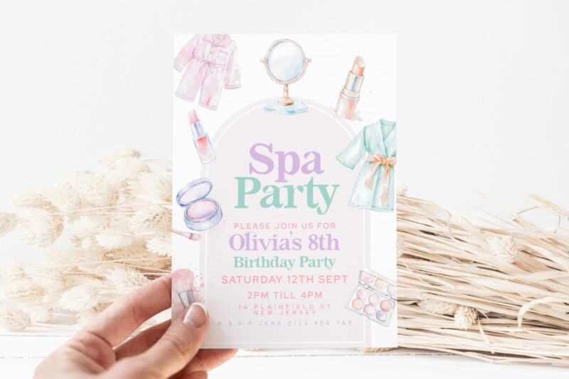 Spa Party Birthday Invitation – Editable Digital Template Children's Birthday Invitations