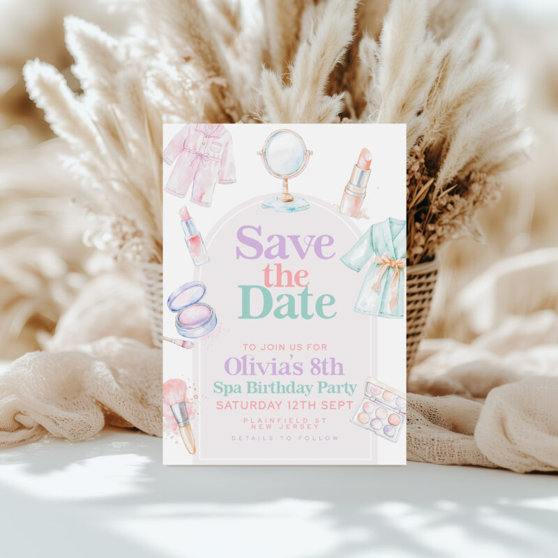 Spa Party Save the Date – 8th Birthday Invite Save The Date