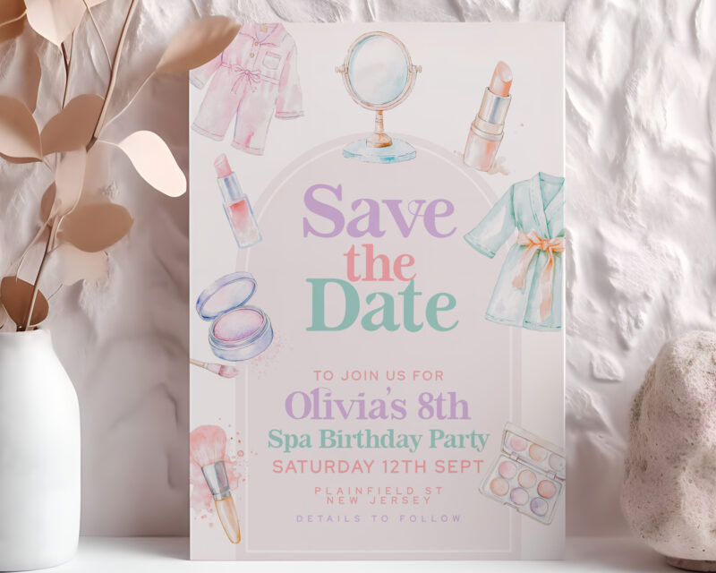 Spa Party Save the Date – 8th Birthday Invite Save The Date