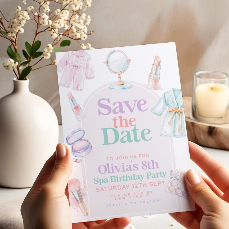 Spa Party Save the Date – 8th Birthday Invite Save The Date