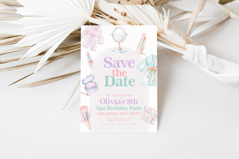 Spa Party Save the Date – 8th Birthday Invite Save The Date