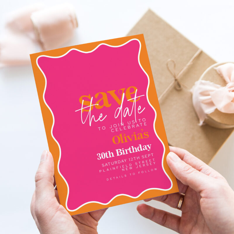 Modern Wavy Save the Date – 30th Birthday Save The Date