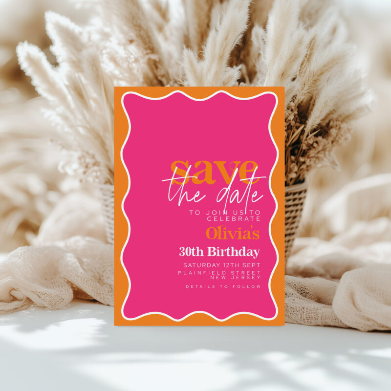 Modern Wavy Save the Date – 30th Birthday Save The Date