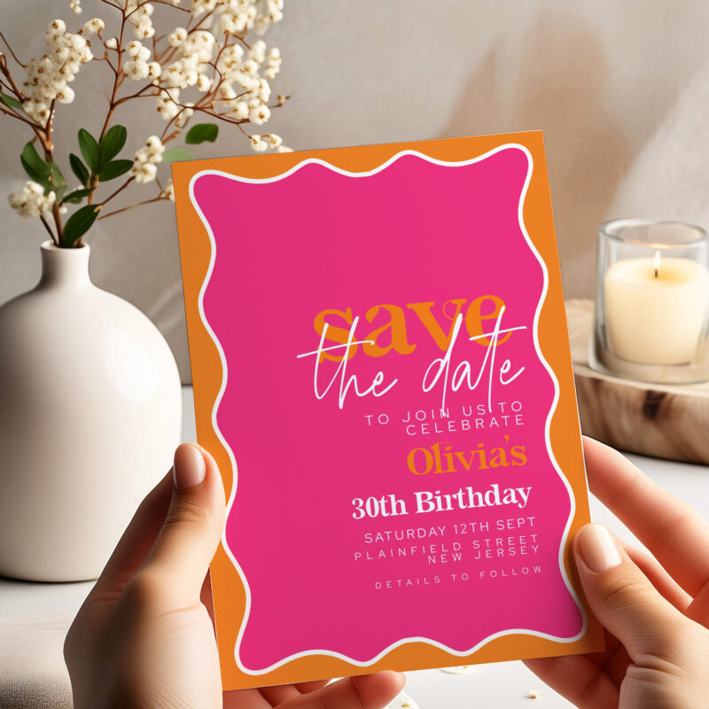 Modern Wavy Save the Date – 30th Birthday Save The Date