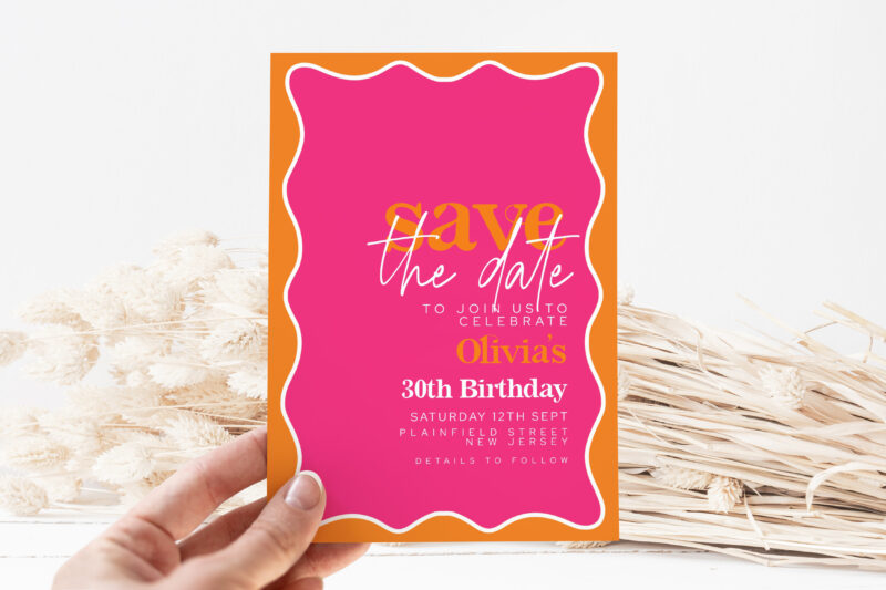 Modern Wavy Save the Date – 30th Birthday Save The Date