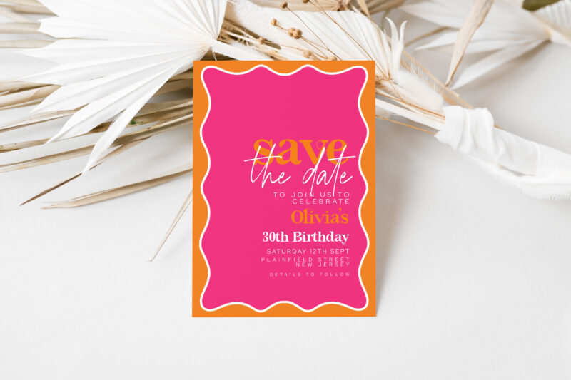 Modern Wavy Save the Date – 30th Birthday Save The Date