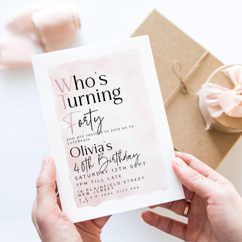 WTF 40th Birthday Invitation – Editable Blush Template Birthday Invitations