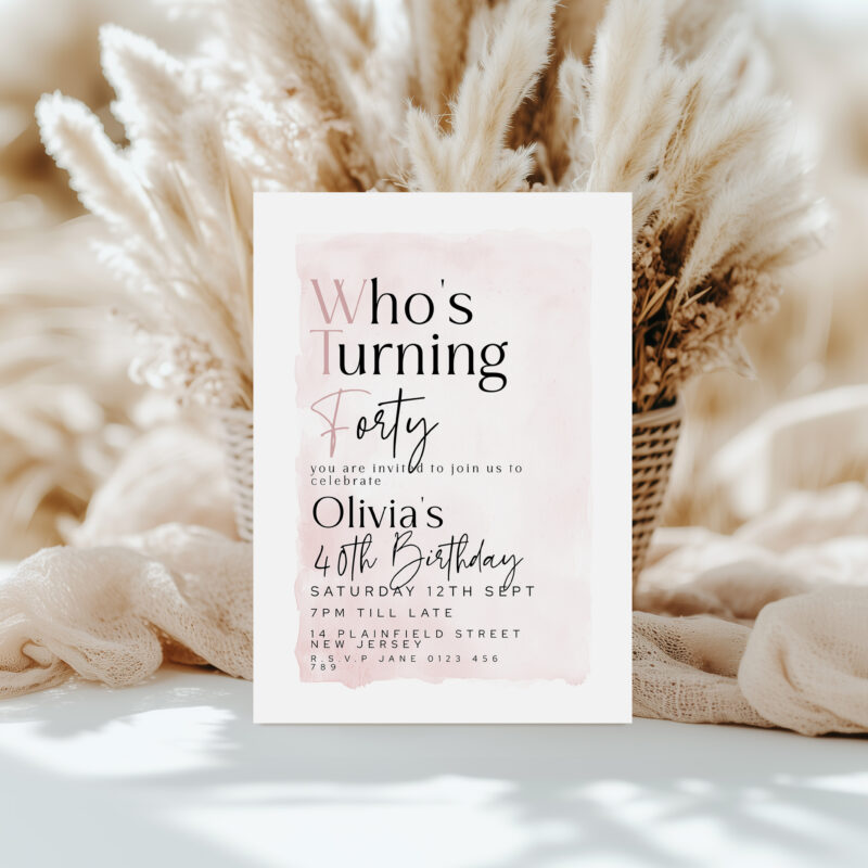 WTF 40th Birthday Invitation – Editable Blush Template Birthday Invitations