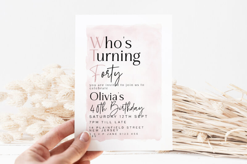 WTF 40th Birthday Invitation – Editable Blush Template Birthday Invitations