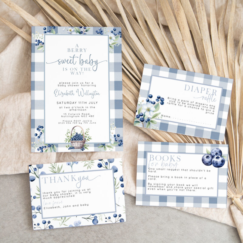 Blueberry Baby Shower Bundle – Editable Set Baby Shower/Sprinkle