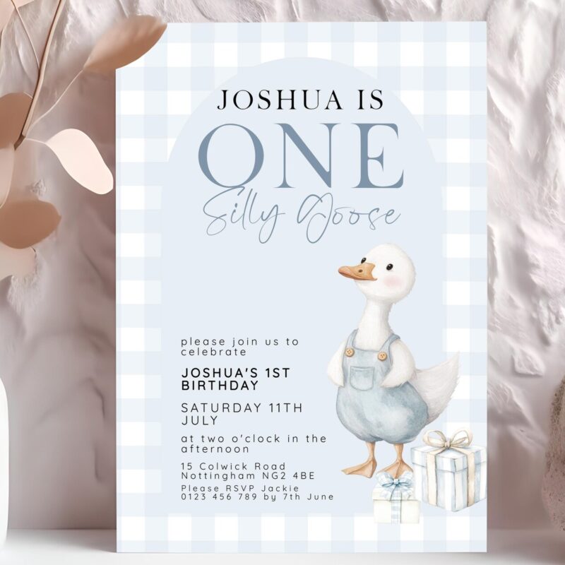 blue one silly goose invite 3
