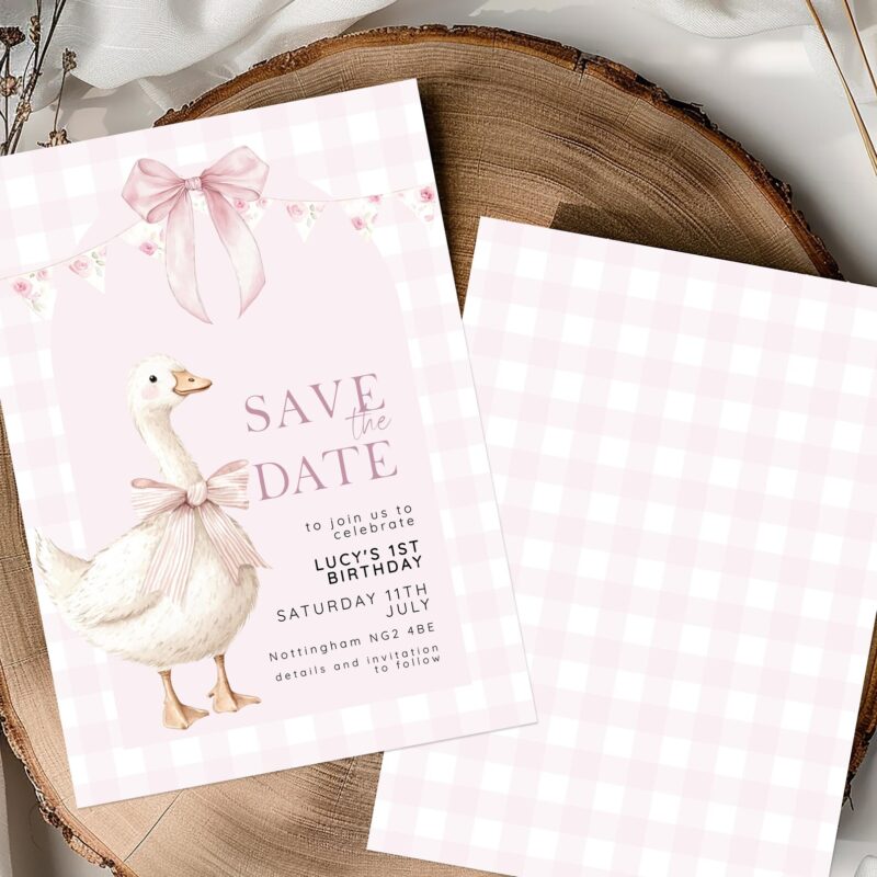 pink one silly goose invite 3