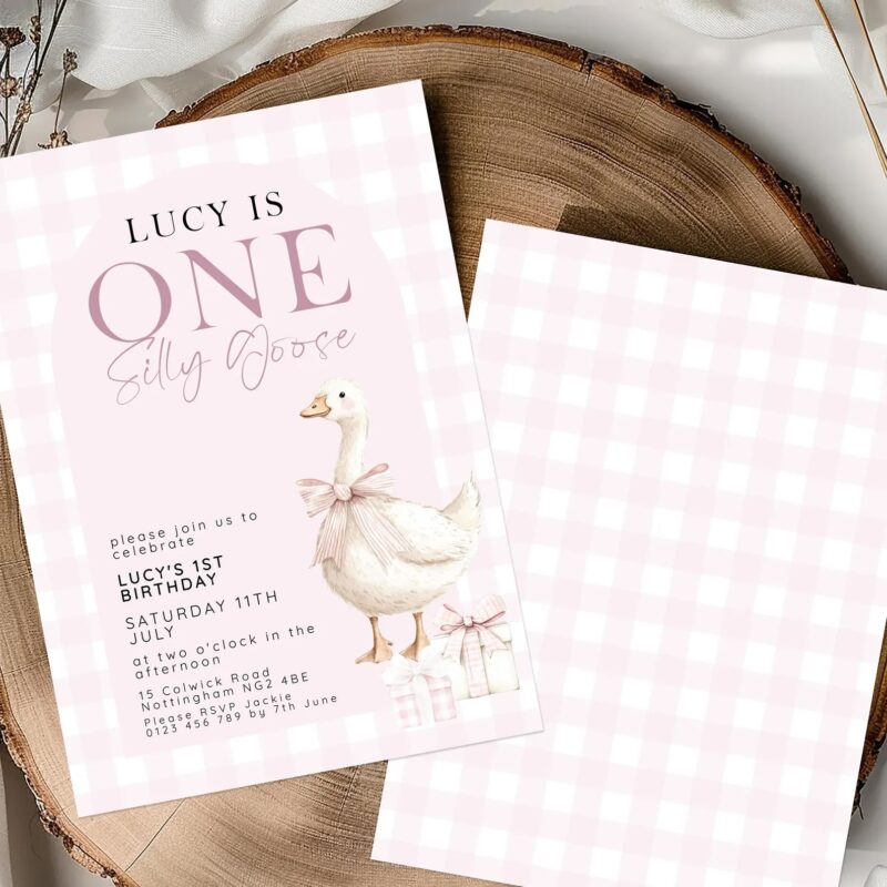 Silly Goose 1st Birthday Invite – Editable Birthday Invitations