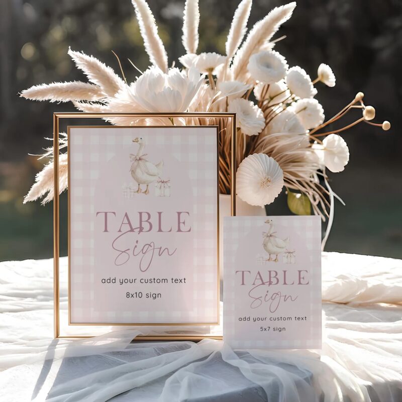 Pink Goose Table Sign – Editable Party Printable Silly Goose