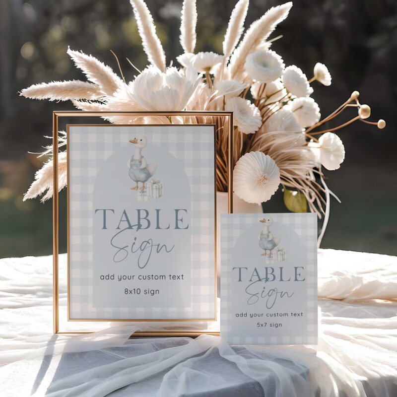 Editable Goose Table Sign – Baby Shower or Party Decor Silly Goose