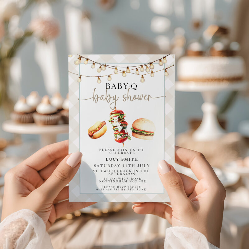 Baby-Q Baby Shower Invitation – Editable BBQ Party Invite Baby Shower/Sprinkle