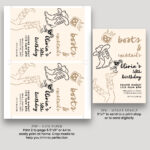 Printable Boots and Cocktails birthday invitation PDF and JPG layout preview