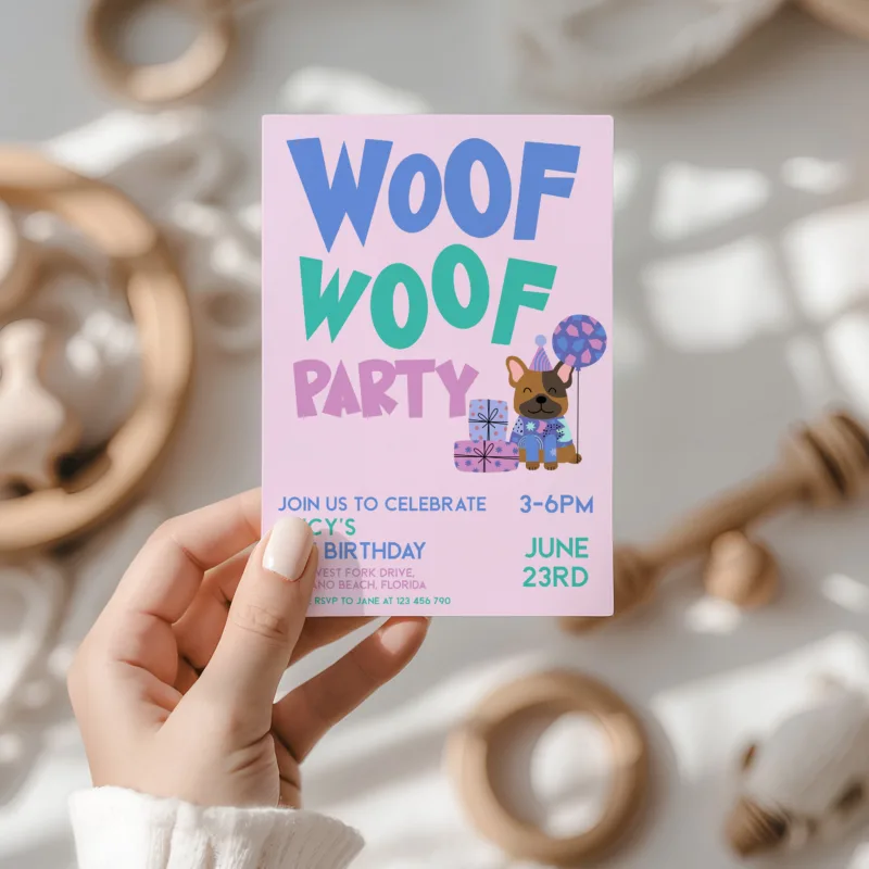Woof Woof Party Birthday Invitation Children's Birthday Invitations