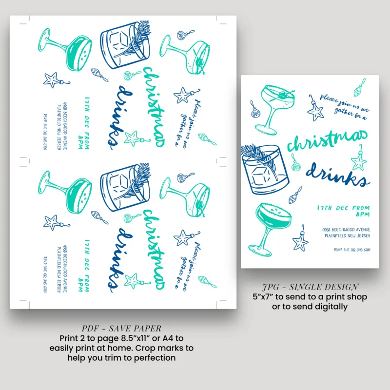 doodle christmas drinks blue 9