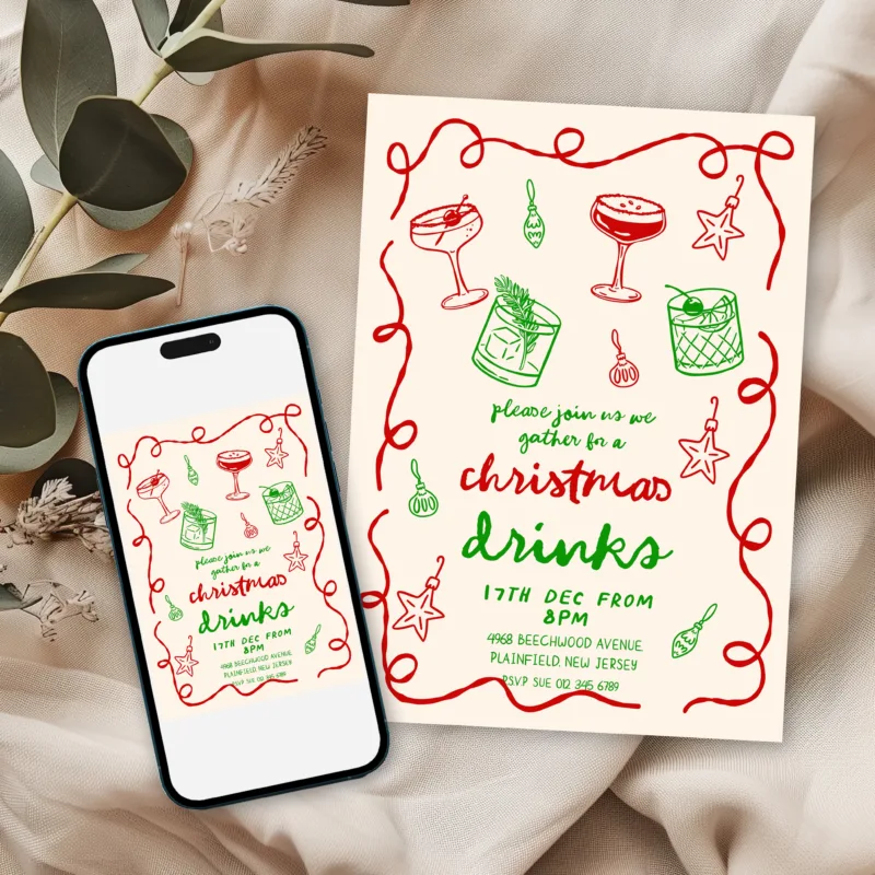 doodle christmas red green 8